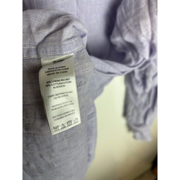 Men's MICHAEL KORS Purple Linen Blend Size XL Button Front Shirt - Picture 6 of 8